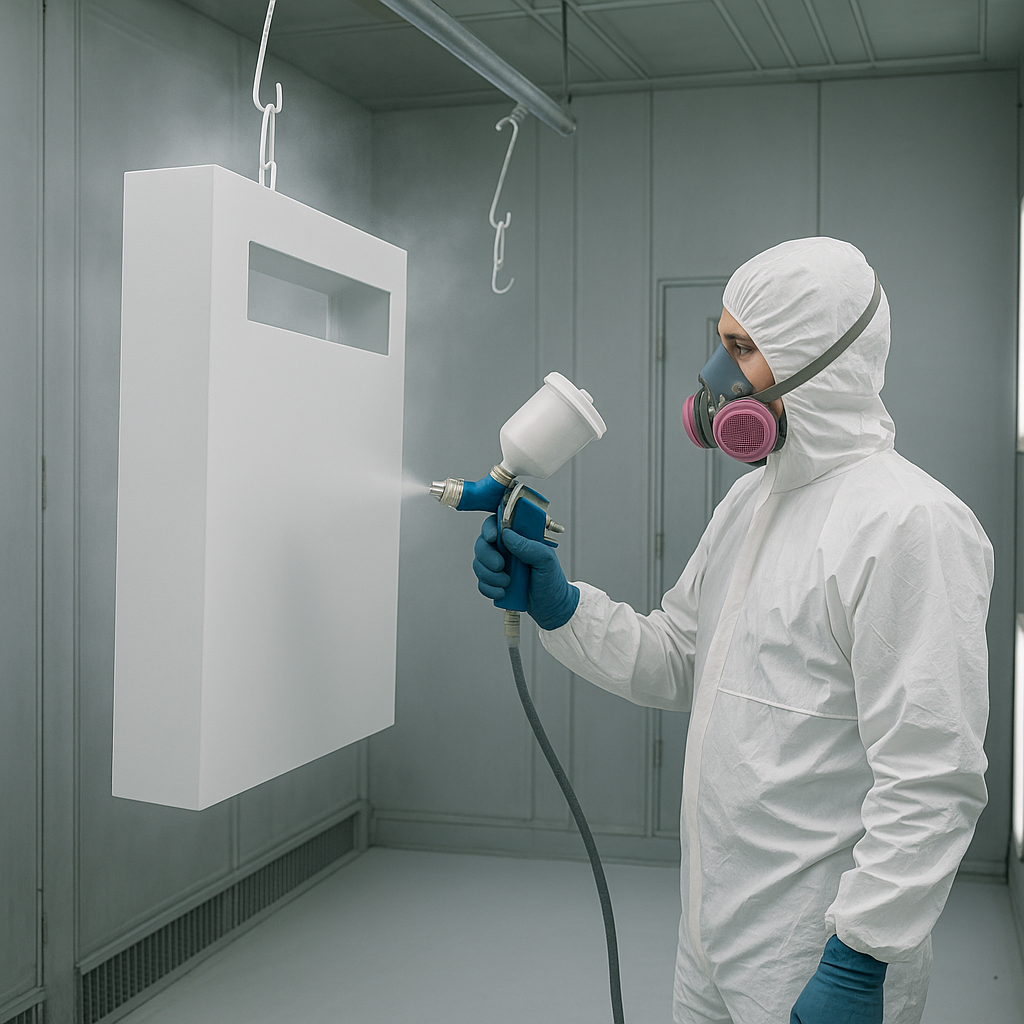 Cabina de pintura industrial con sistema de aplicación airless